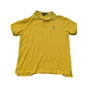 Polo Ralph Lauren Yellow Classic Slim Fit Blue Pony Polo‎ Shirt Men’s L